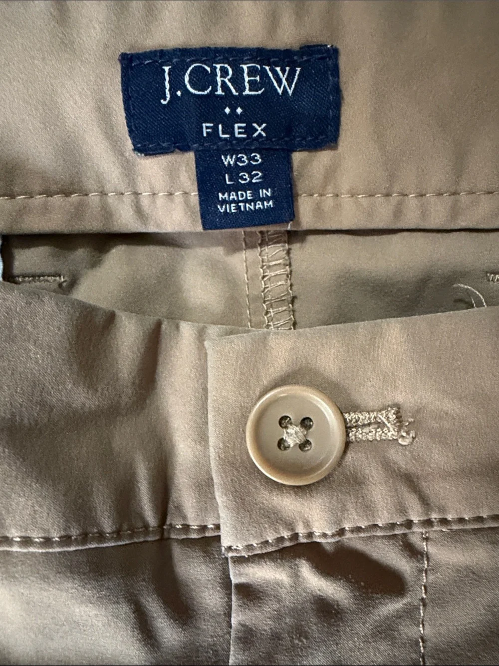 J. Crew Flex Tech Men’s Khaki Straight-Leg - Size W33 L32
